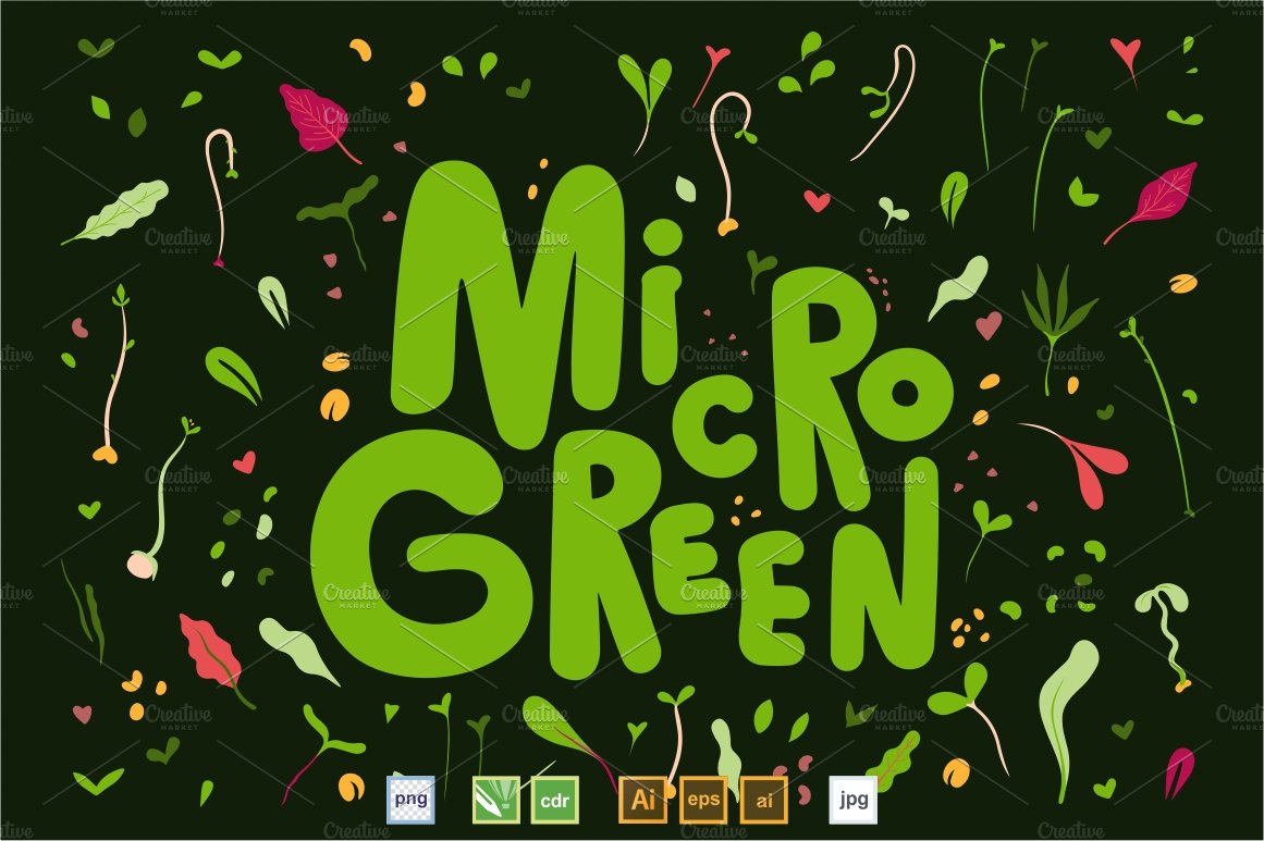 Green poster with the words micro green.