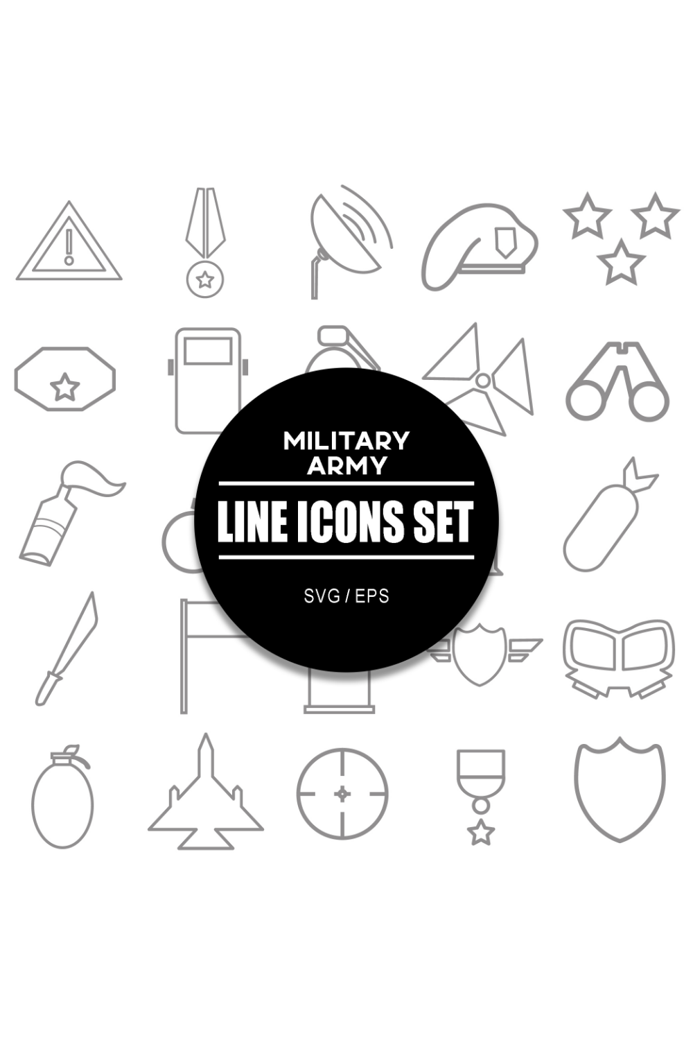 Military Army Icon Set pinterest preview image.