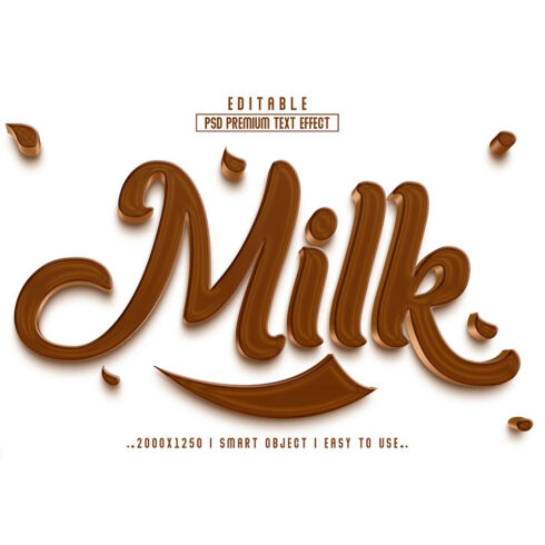 A chocolate text effect that looks like milk.