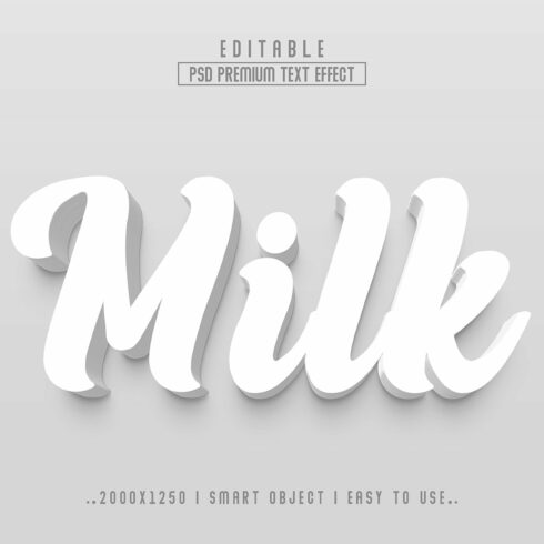 Milk 3D Editable psd Text Effectcover image.