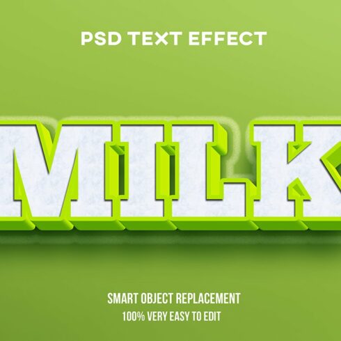 Milk 3D Text Effect Psdcover image.
