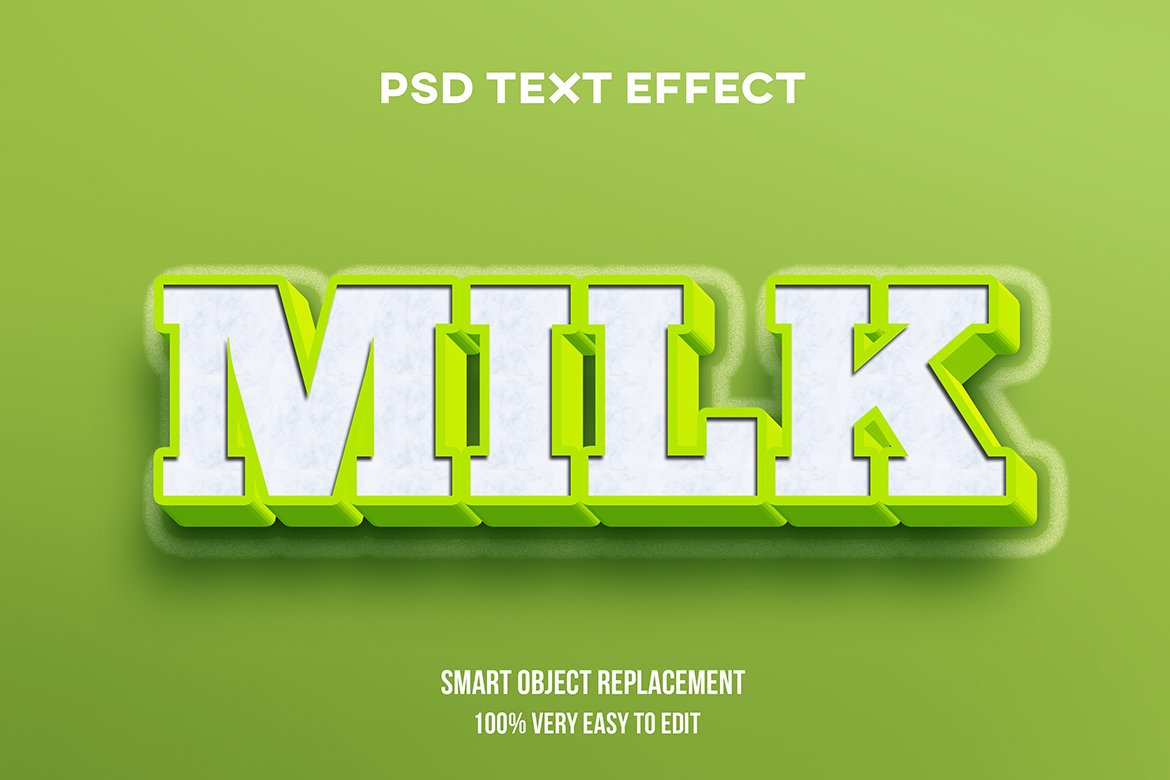 Milk 3D Text Effect Psdcover image.