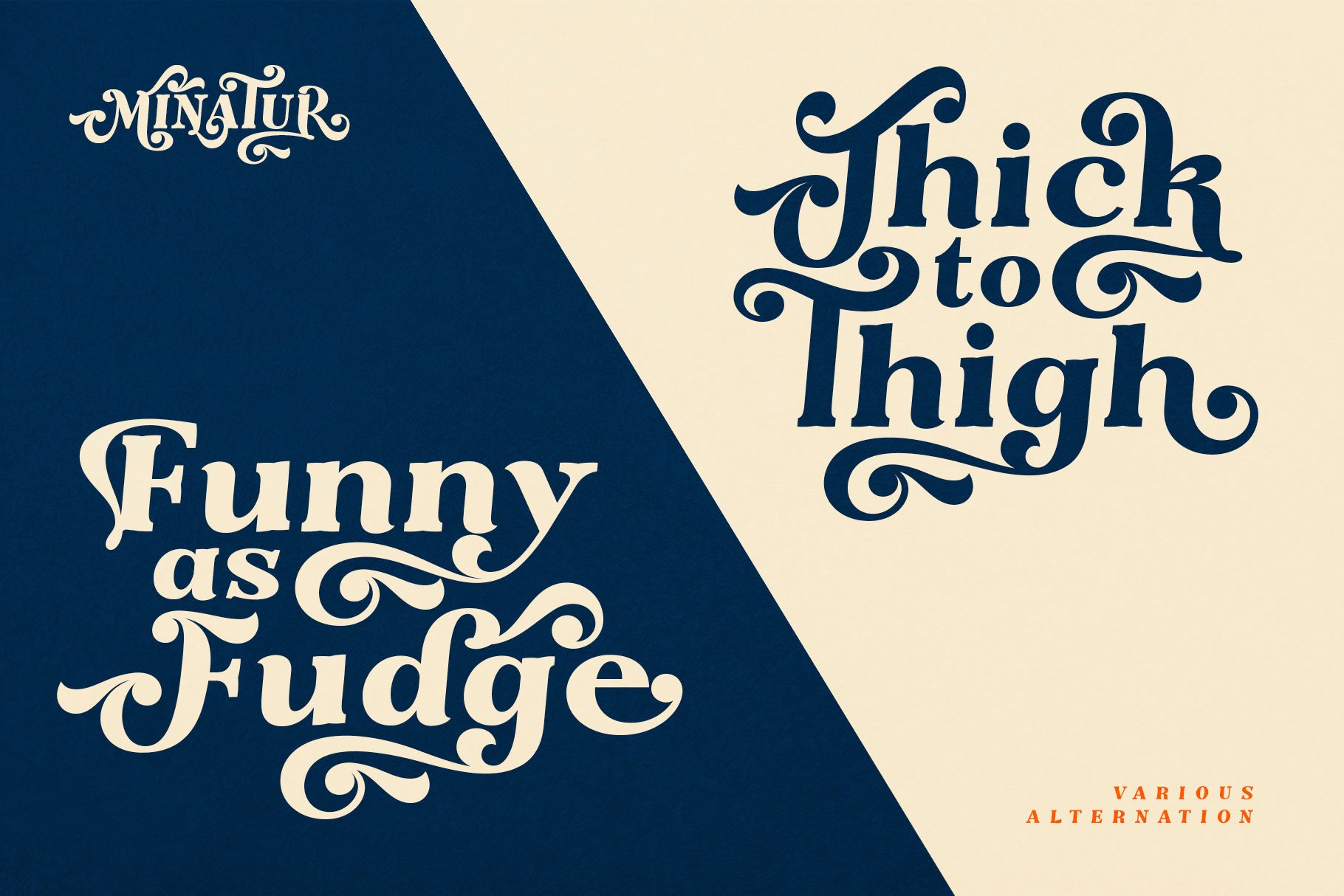 A couple of different type of lettering on a white and blue background.