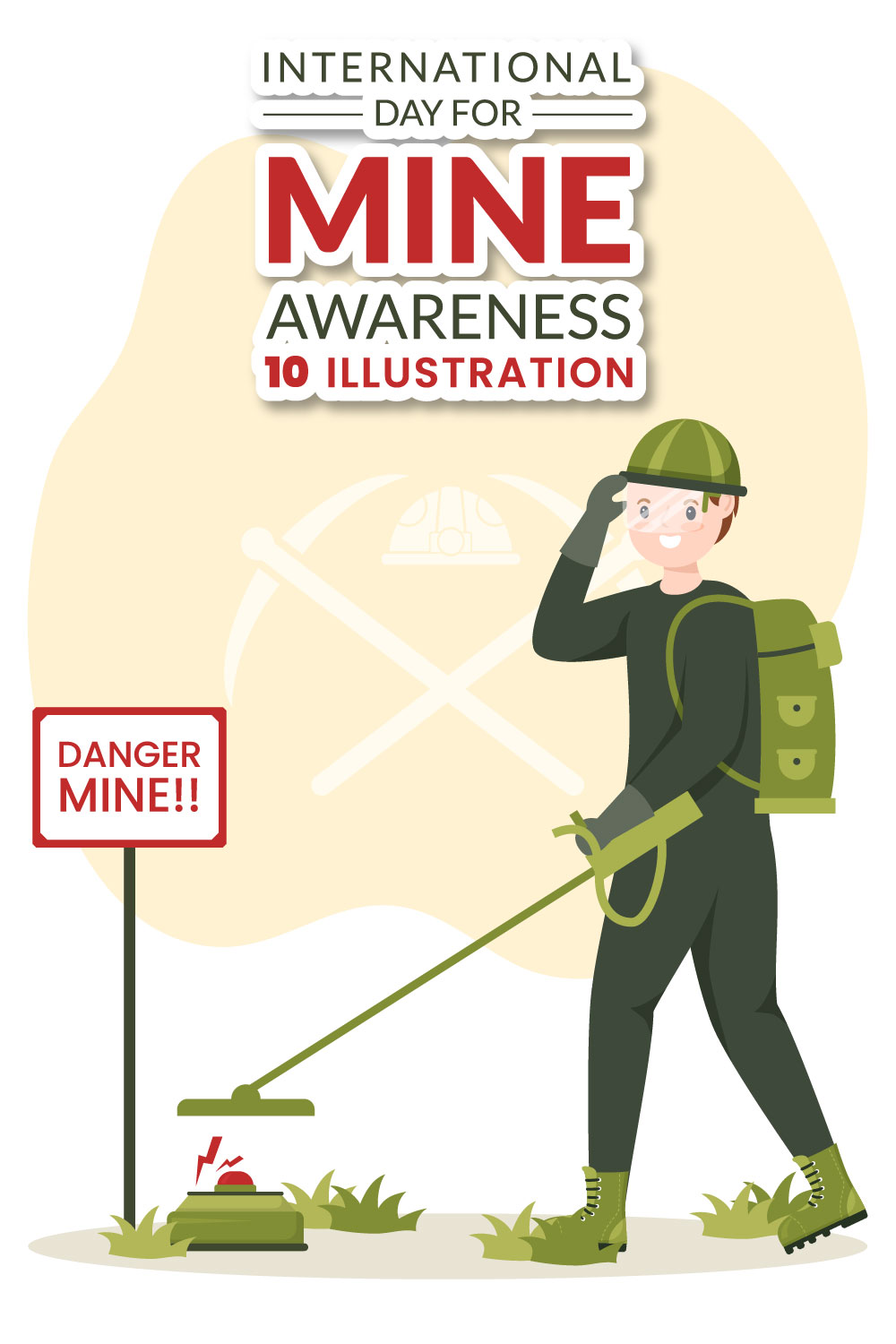 10 International Mine Awareness Day Illustration pinterest preview image.