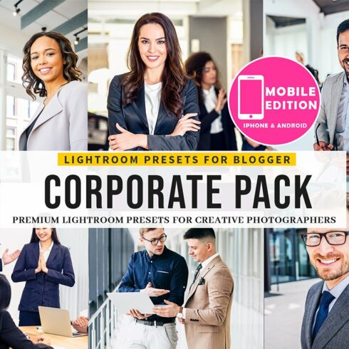 Corporate Lightroom Presets Mobilecover image.