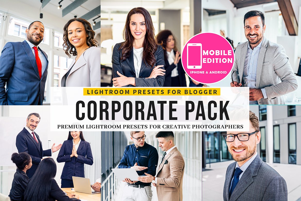 Corporate Lightroom Presets Mobilecover image.