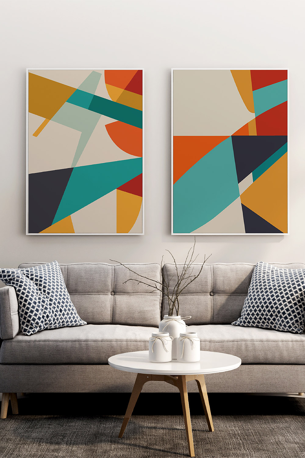 Abstract Geometric Shapes Wall Art Decor pinterest preview image.