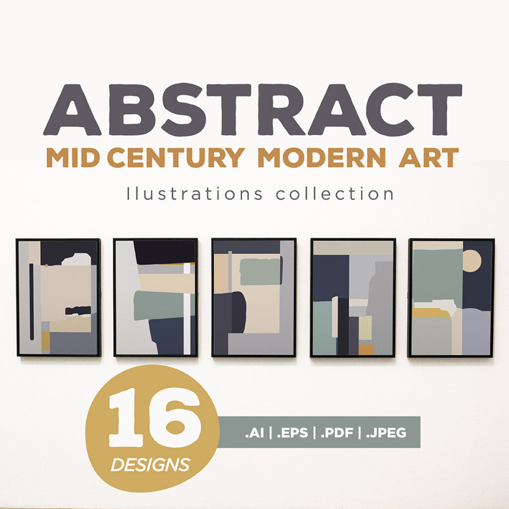 Modern Mid Century Abstract Art Print - MasterBundles