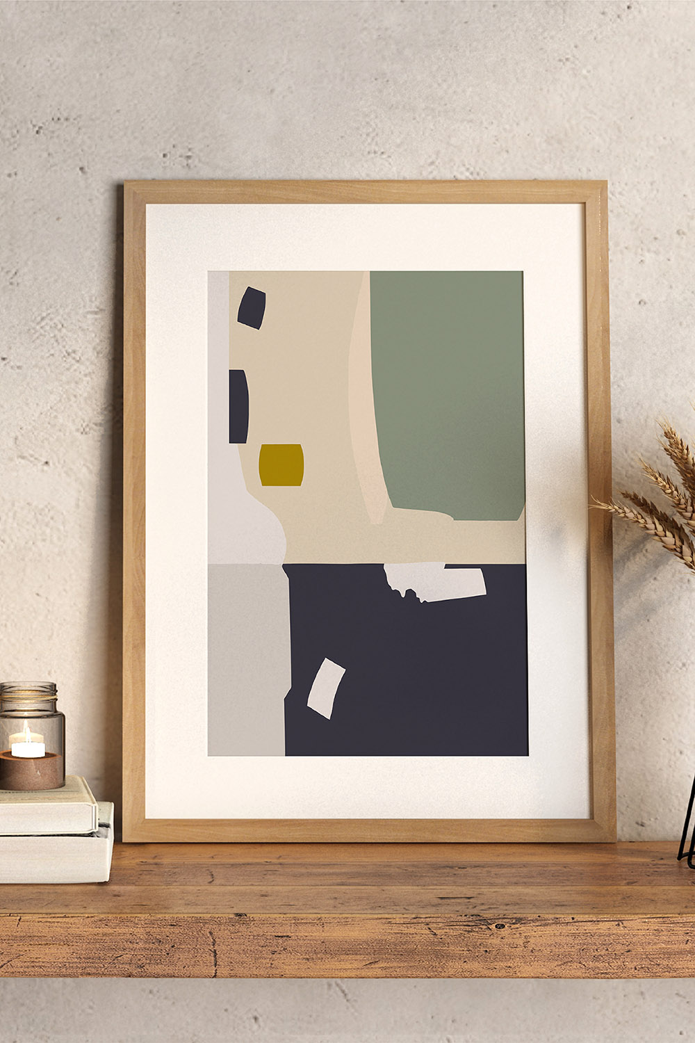 Modern Mid Century Abstract Art Print pinterest preview image.