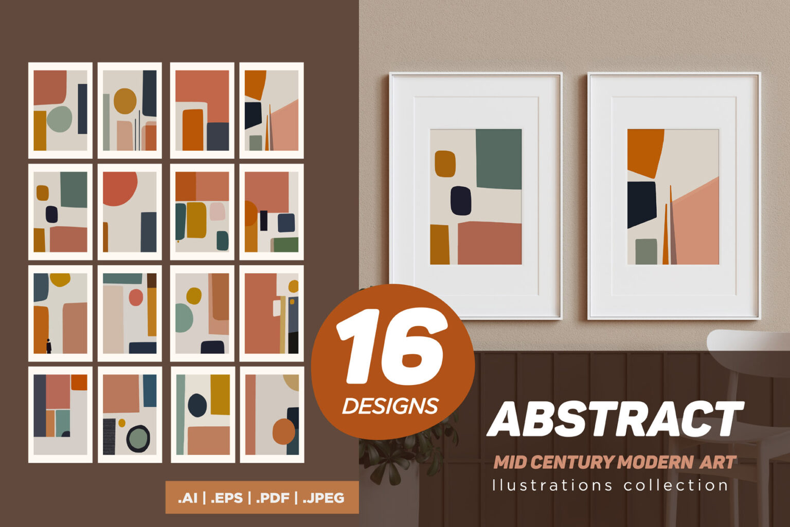 Geometric Abstract Mid Century Art - MasterBundles