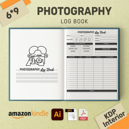 Photography Log Book for KDP Interior cover image.