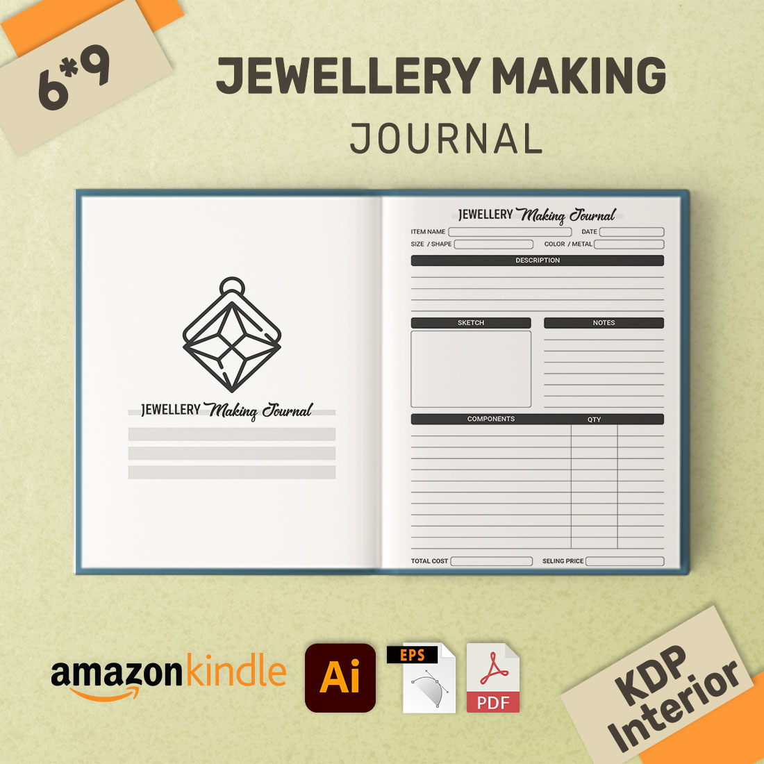 Jewellery Making Log Book Journal KDP Interior cover image.