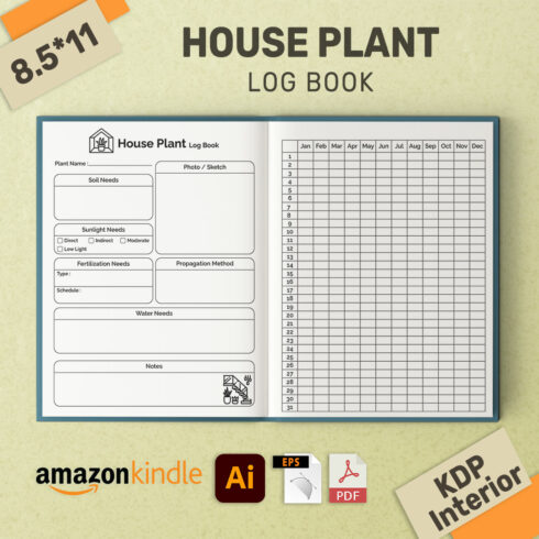 House Plant Log Book Journal KDP Interior cover image.
