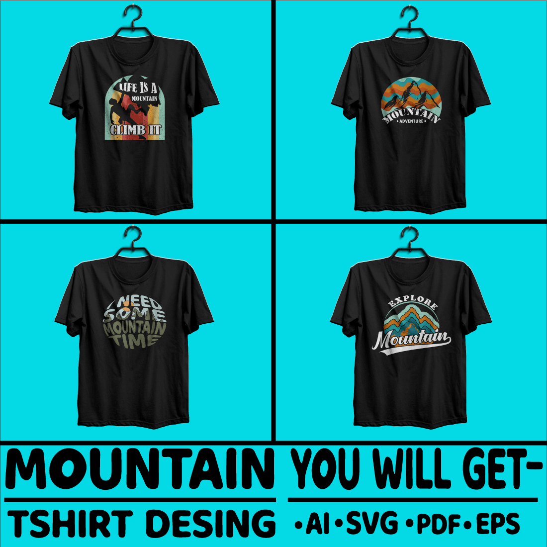 Mountain t-shirt Desing preview image.