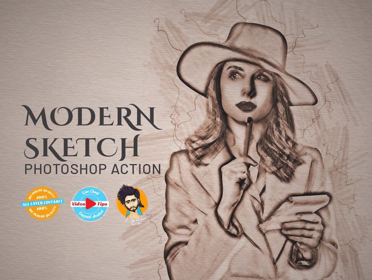 Modern Sketch Photoshop Actioncover image.