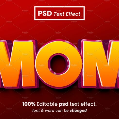 Mom 3d editable PSD text effectcover image.