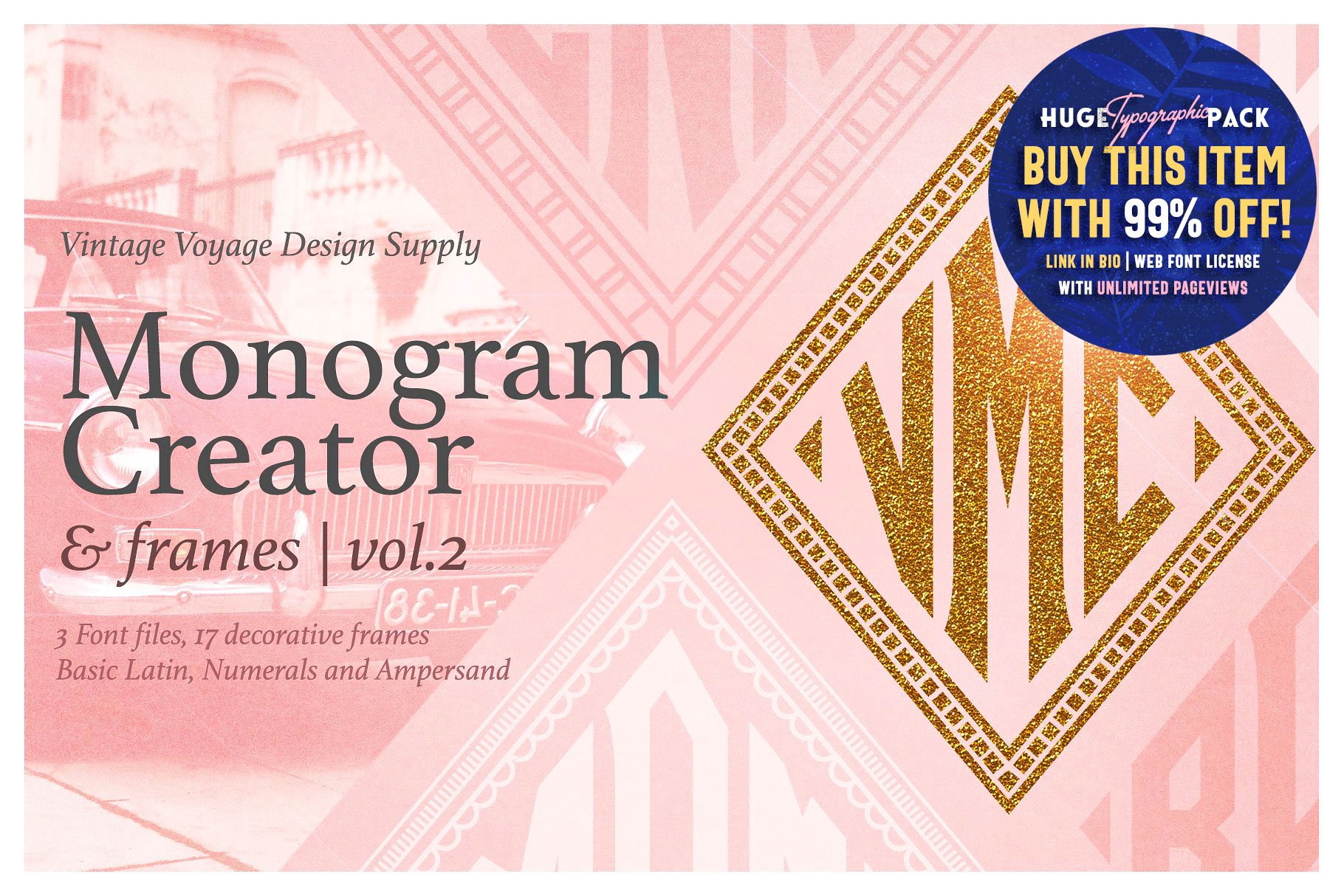 Diamond Monogram Creator & Frames preview image.