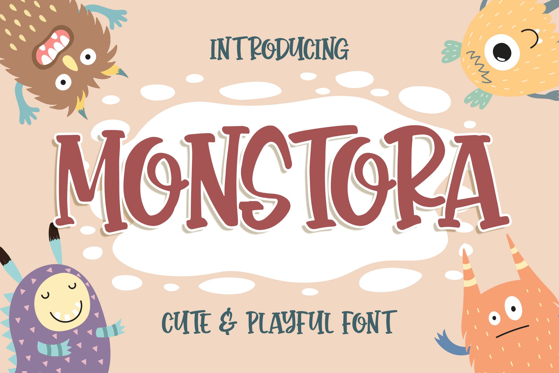 Monstora Cute & Playful Font cover image.