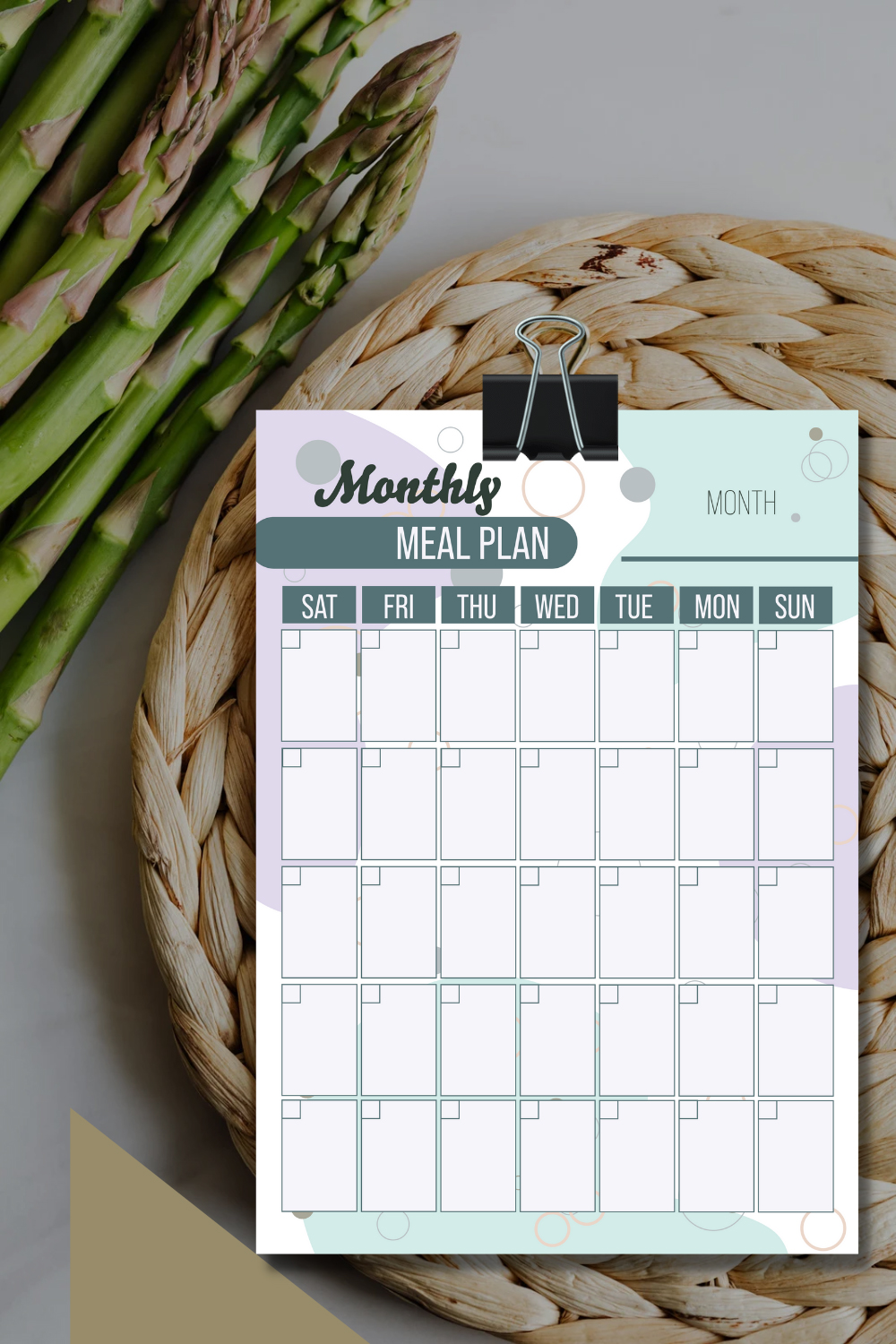 Cute Meal Planner / Monthly & Weekly planner pinterest preview image.