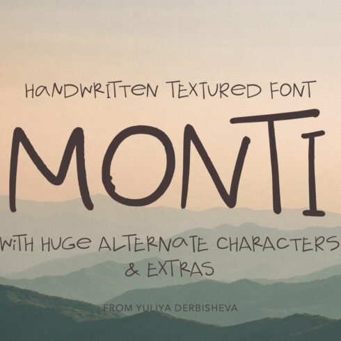 MONTI handwritten textured typeface cover image.