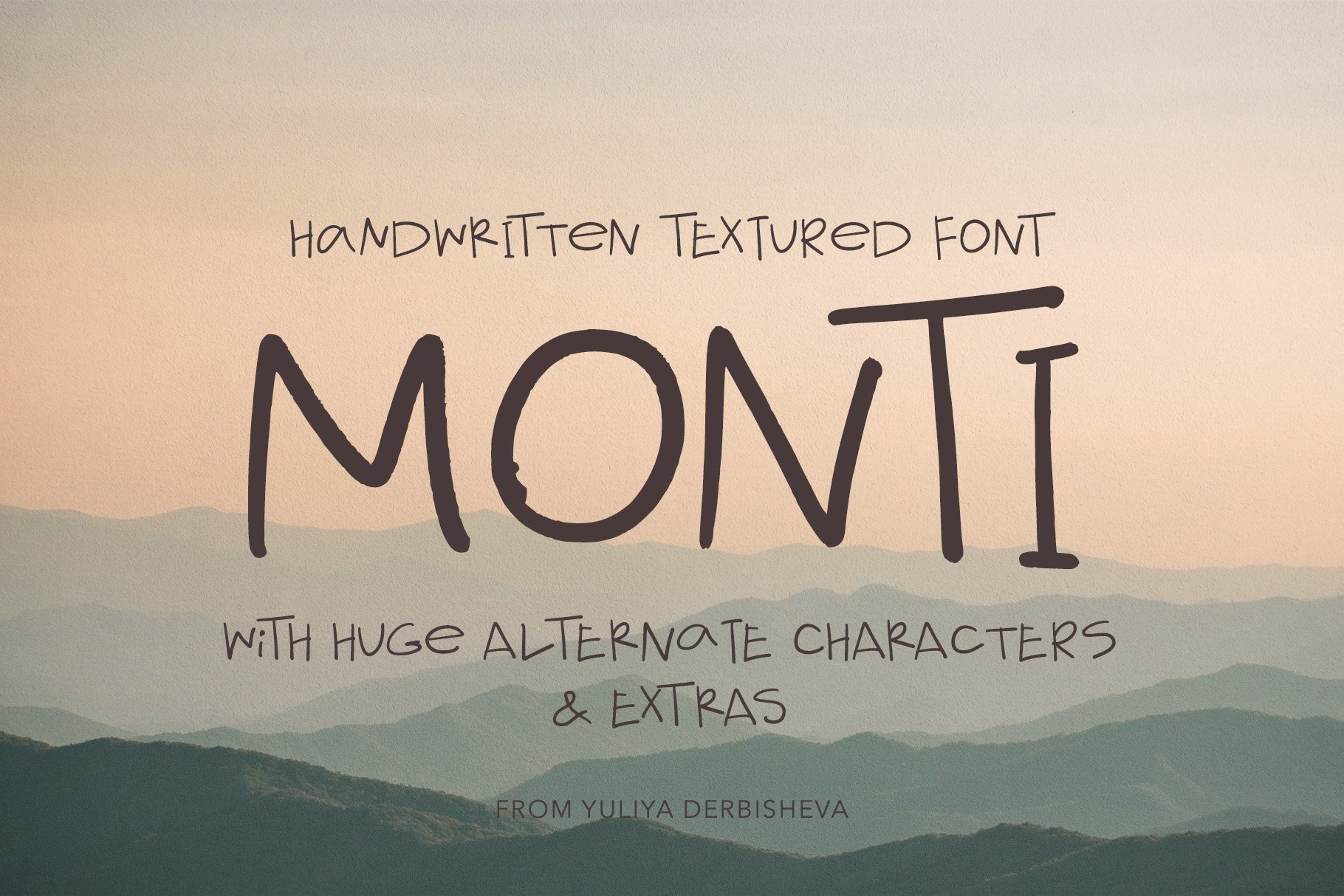 MONTI handwritten textured typeface cover image.