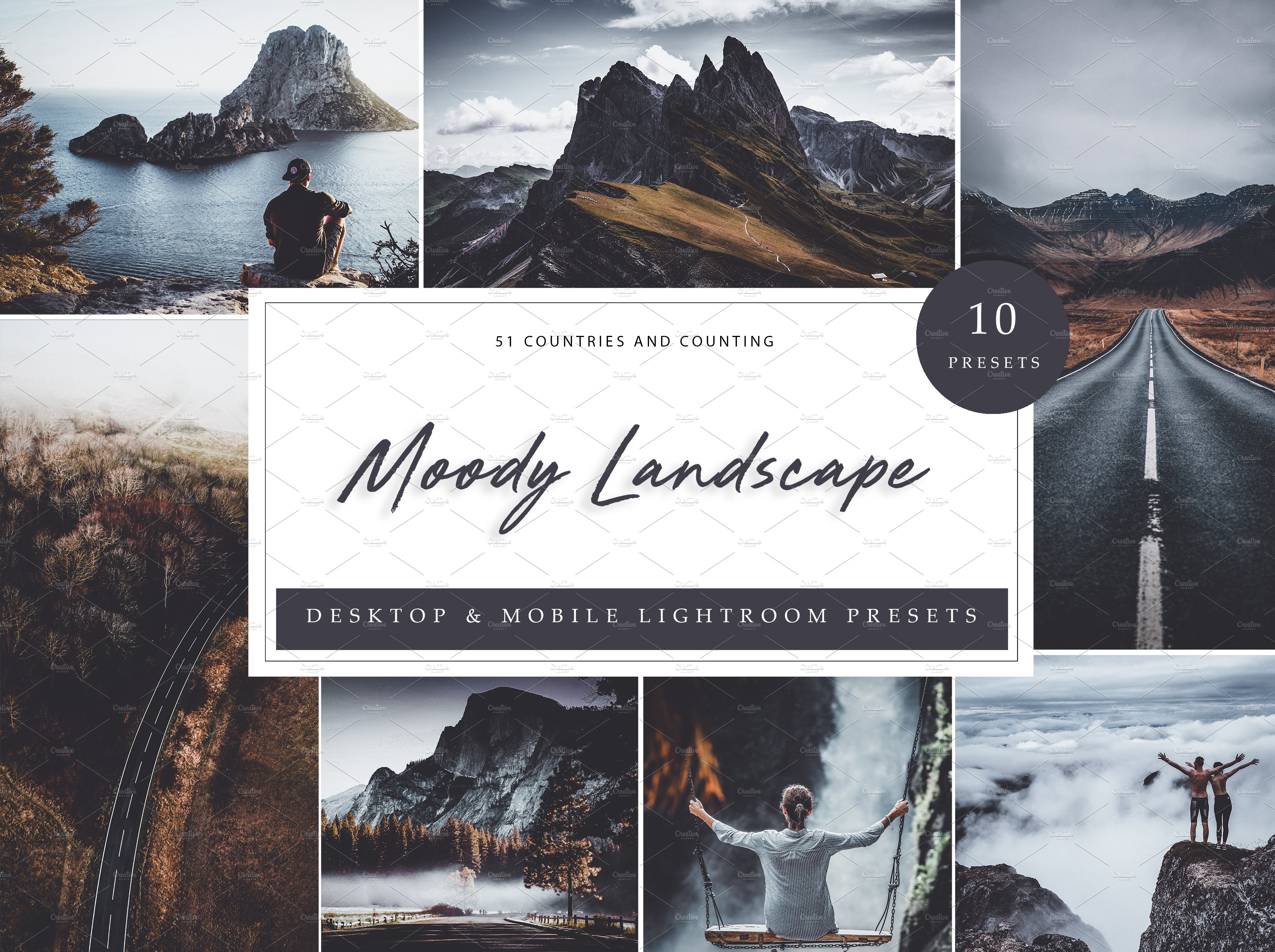 10 x Lightroom Moody Landscapecover image.