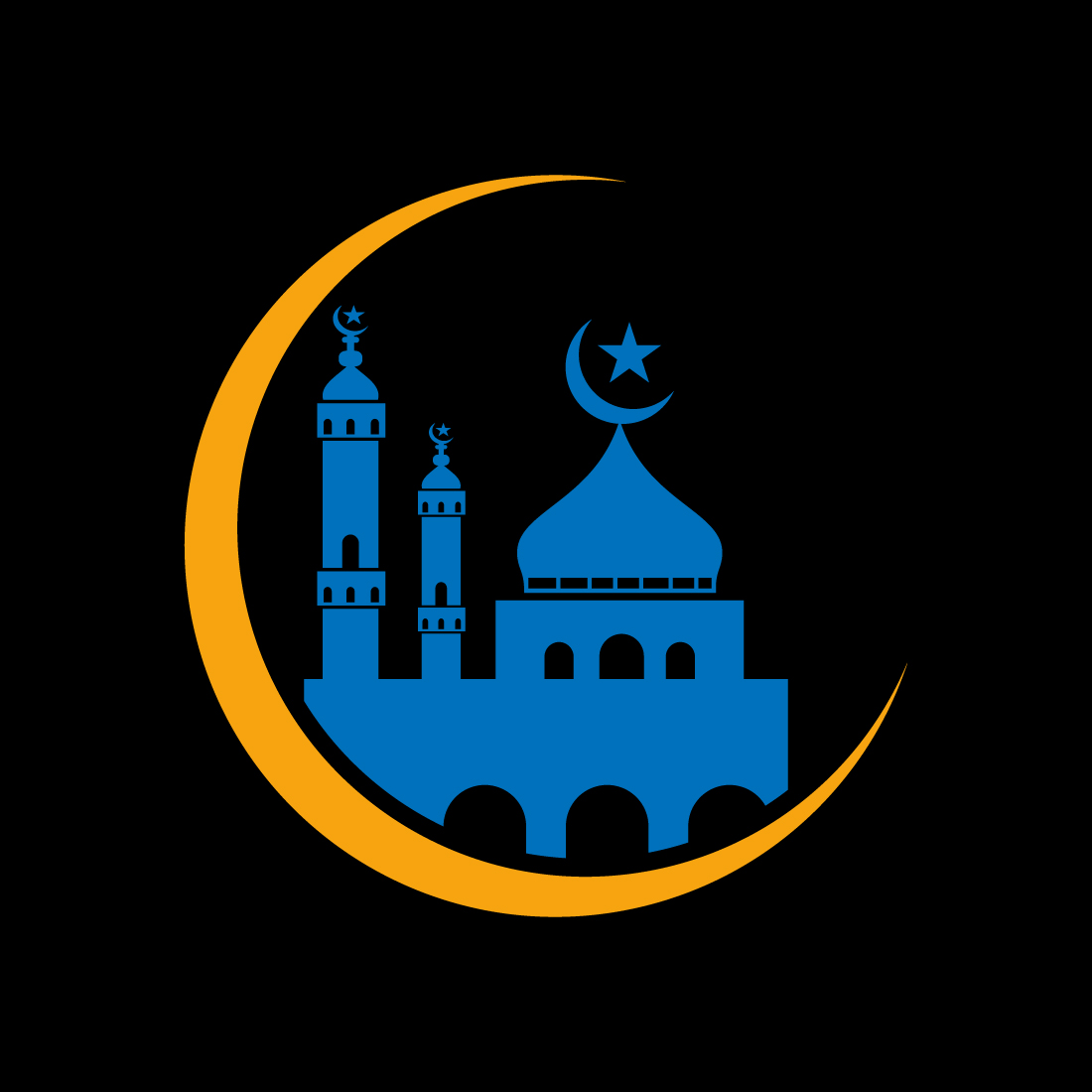 Mosque logo design, Islamic logo template, Vector illustration cover image.
