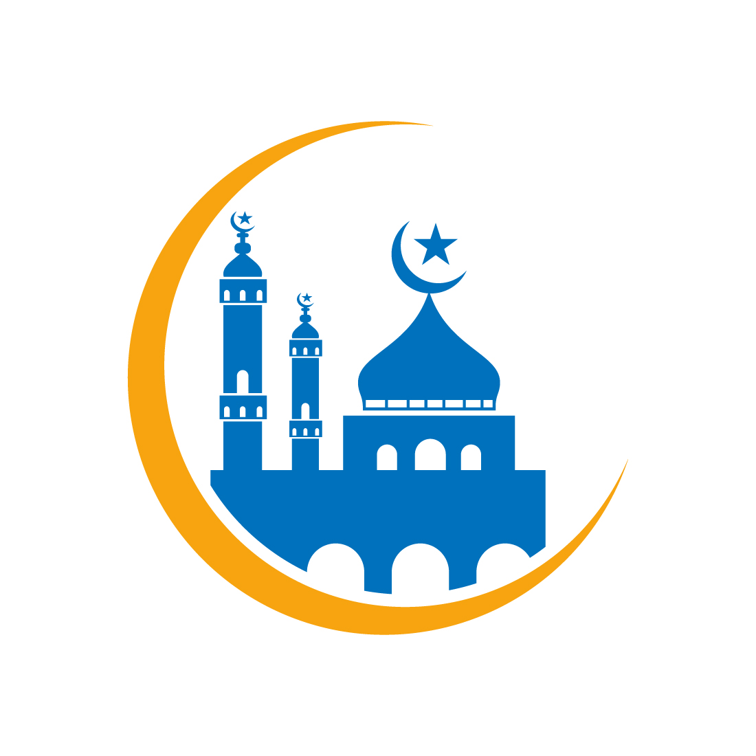 Mosque logo design, Islamic logo template, Vector illustration preview image.