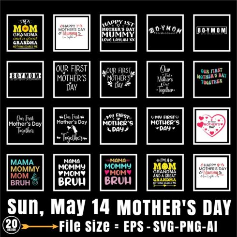 33 design Mother’s Day Tshirt Bundle EPS /SVG /PNG /Ai cover image.