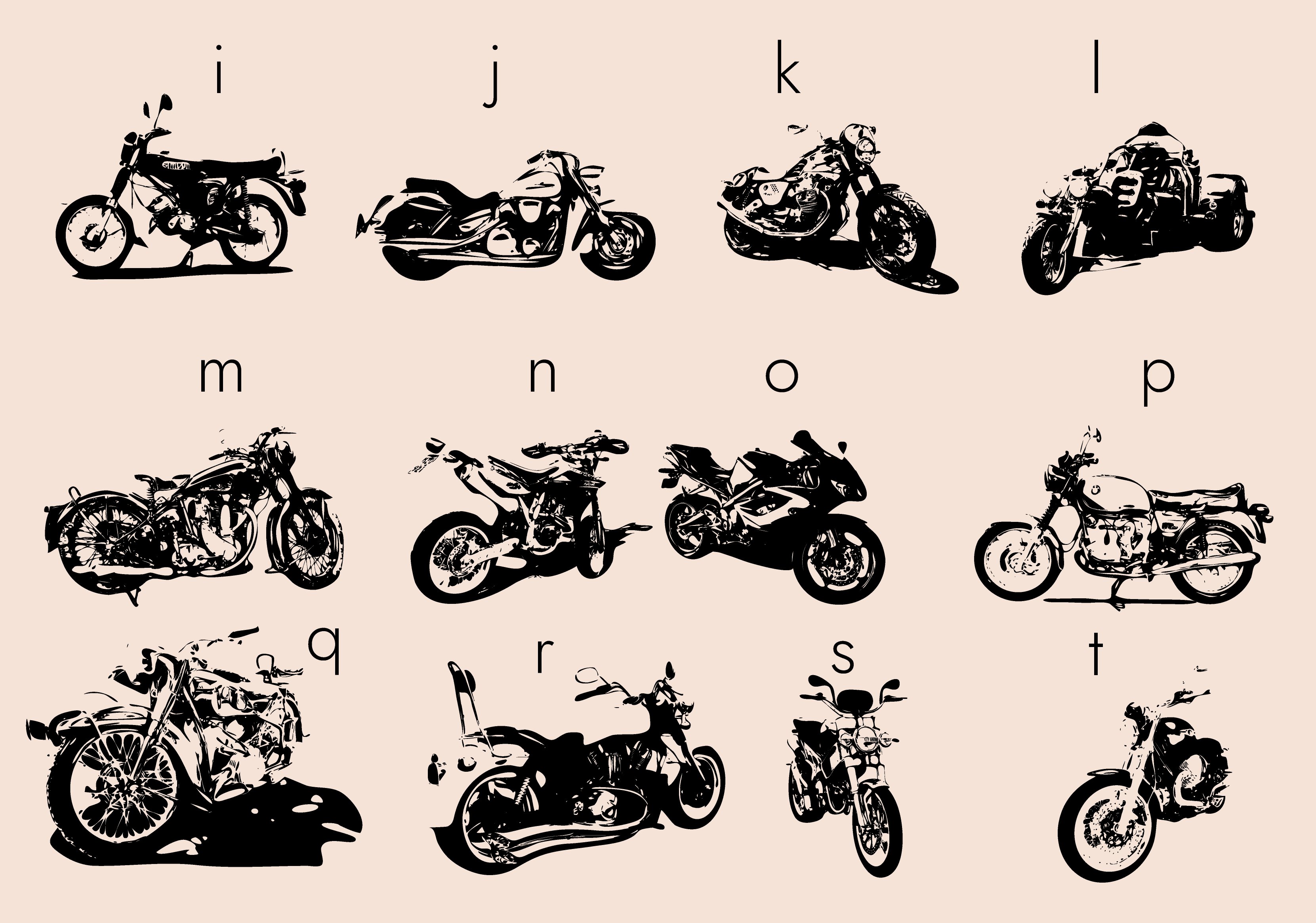 Motorcycle Dingbats Font preview image.