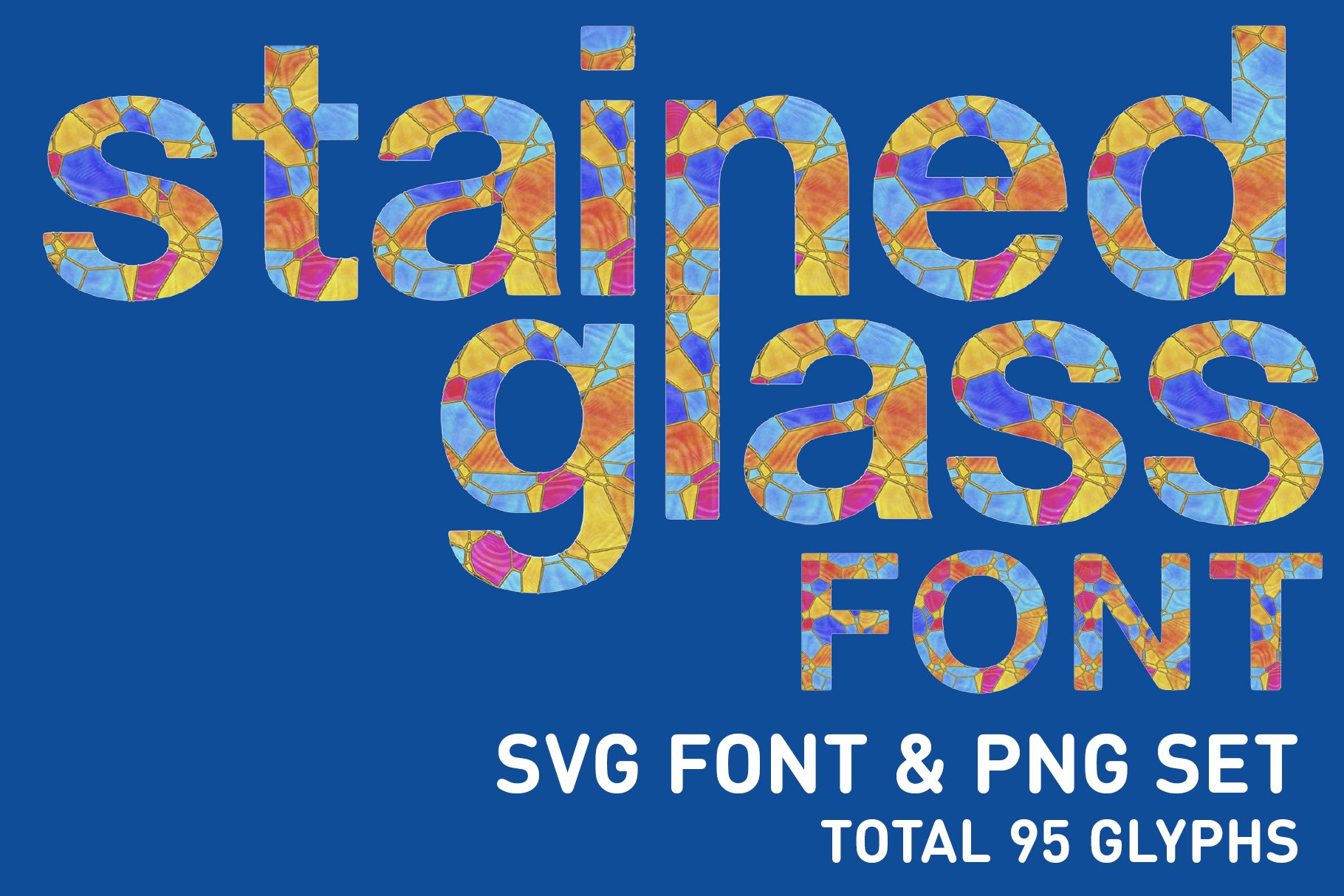 Stained Glass Font & PNG Set cover image.