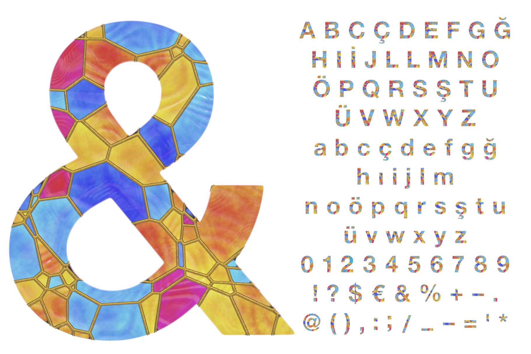 Stained Glass Font & PNG Set preview image.