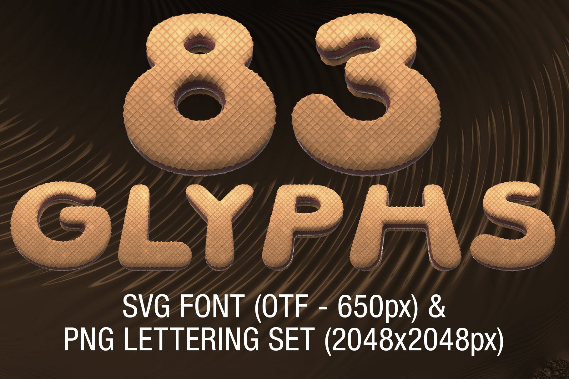 Waffle Font & PNG Lettering Set preview image.