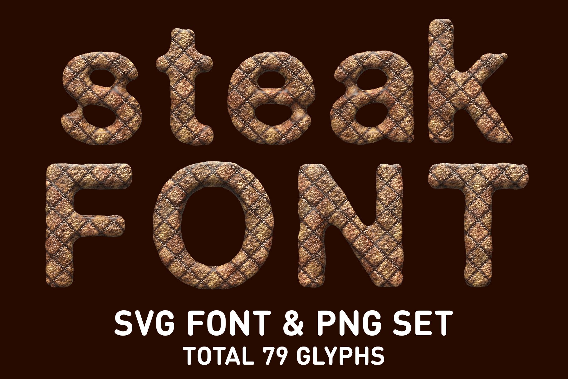 Grilled Steak Font & PNG Set cover image.