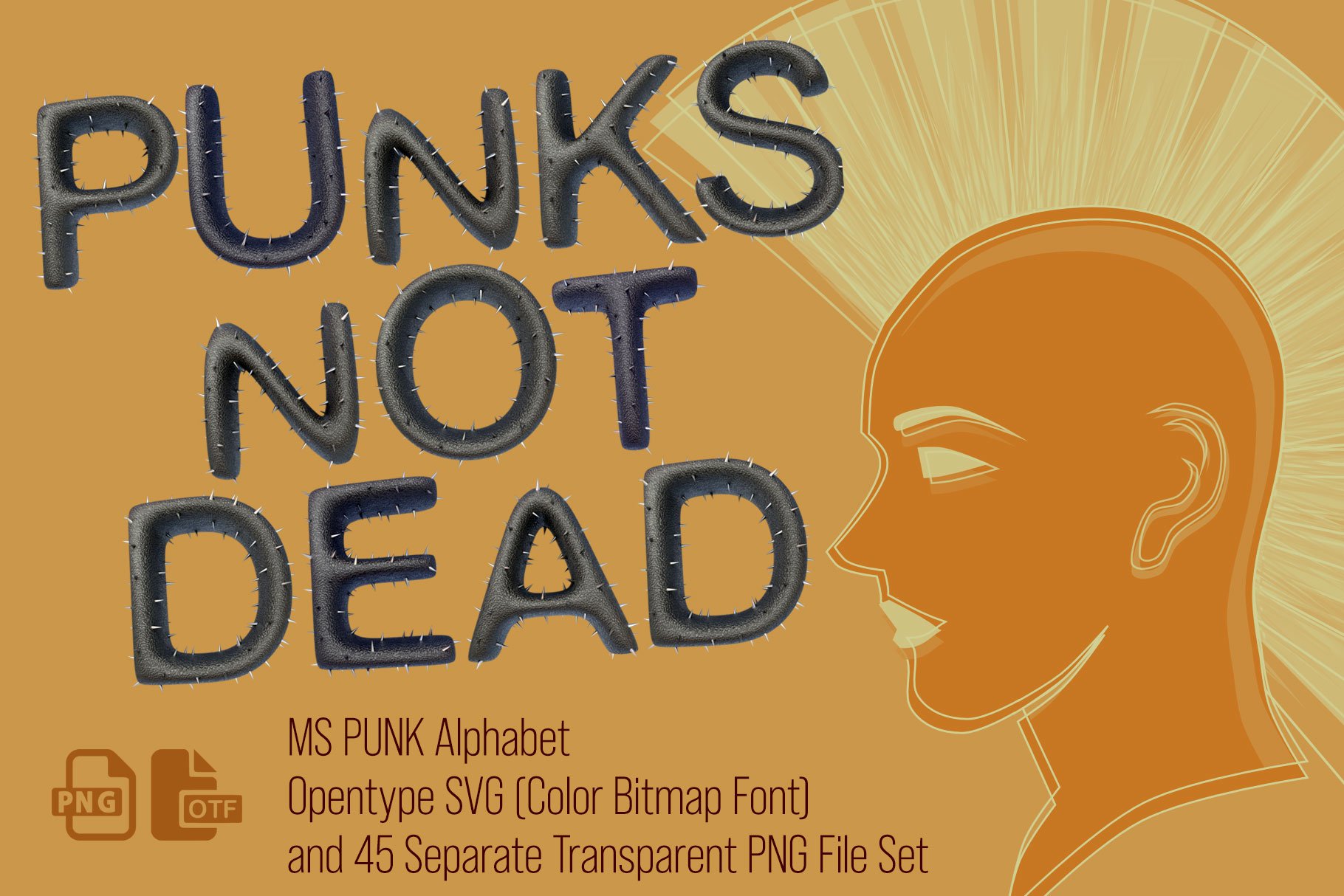 MS Punk Font Opentype SVG and PNGs preview image.