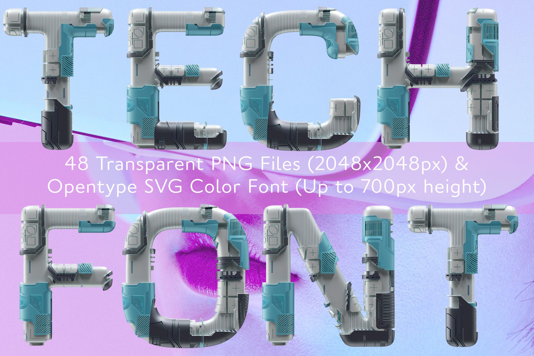 MS Tech Opentype Color Font and PNGs cover image.
