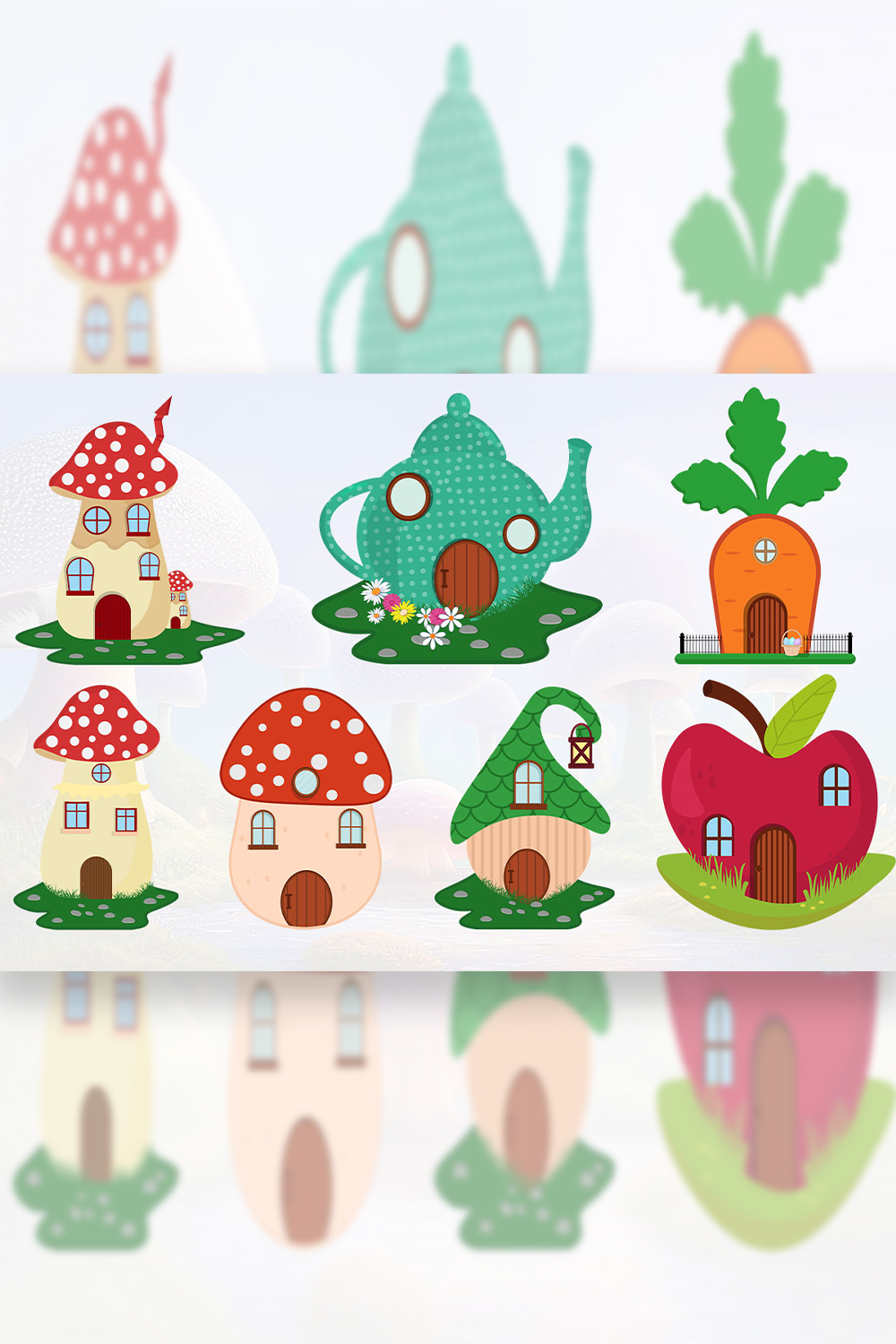 Cute Fairy Mushroom House clipart pinterest preview image.