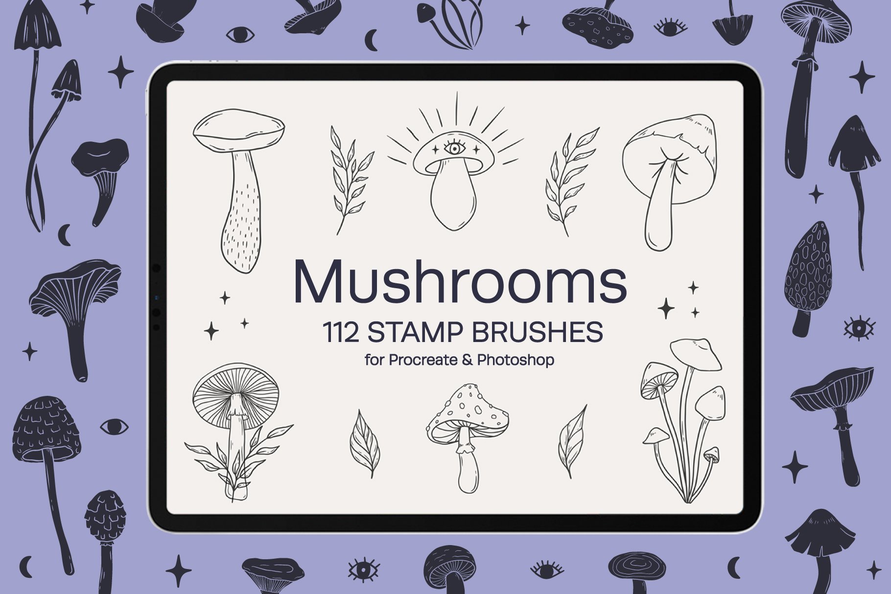 Mushrooms Procreate Stamp Brushescover image.