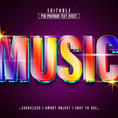 Music 3D Editable Text Effect stylecover image.