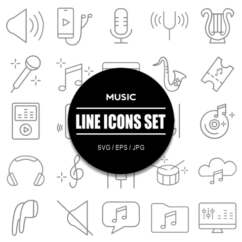 Music Line Icon Set cover image.
