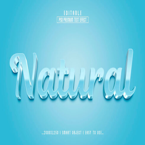 A blue background with the word natural written in 3d letters.