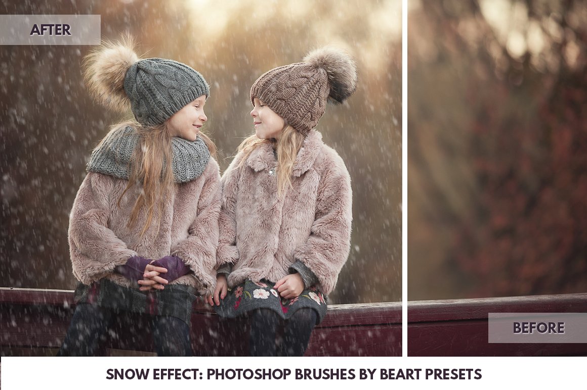 Snow Photoshop actions overlay brushpreview image.