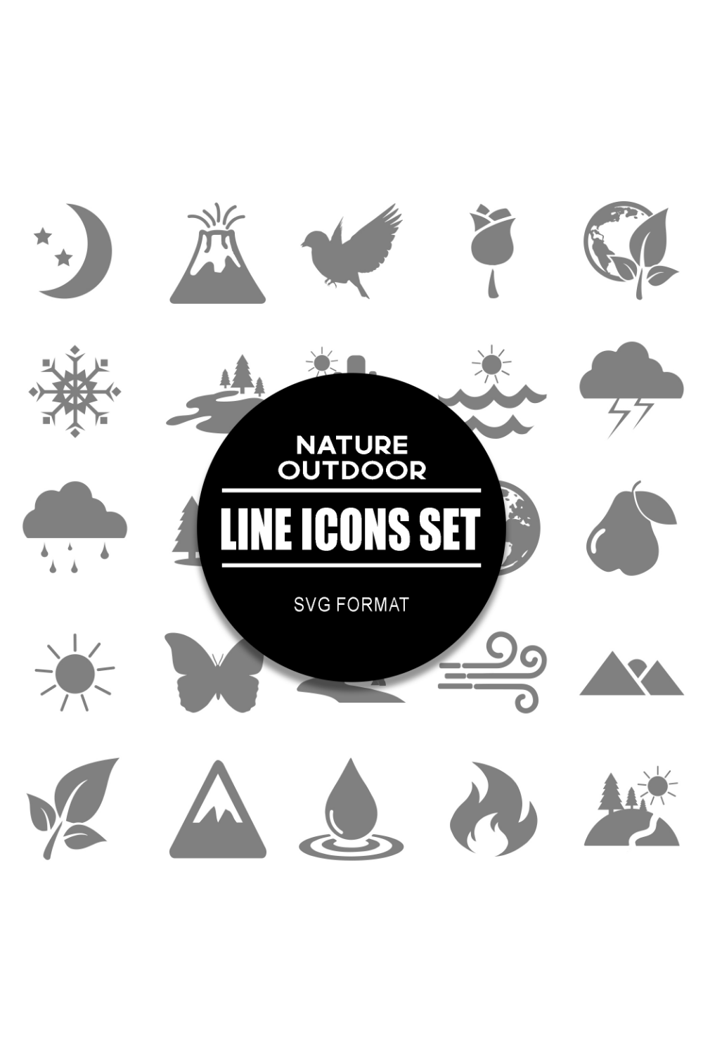 Nature Outdoor Icon Set pinterest preview image.