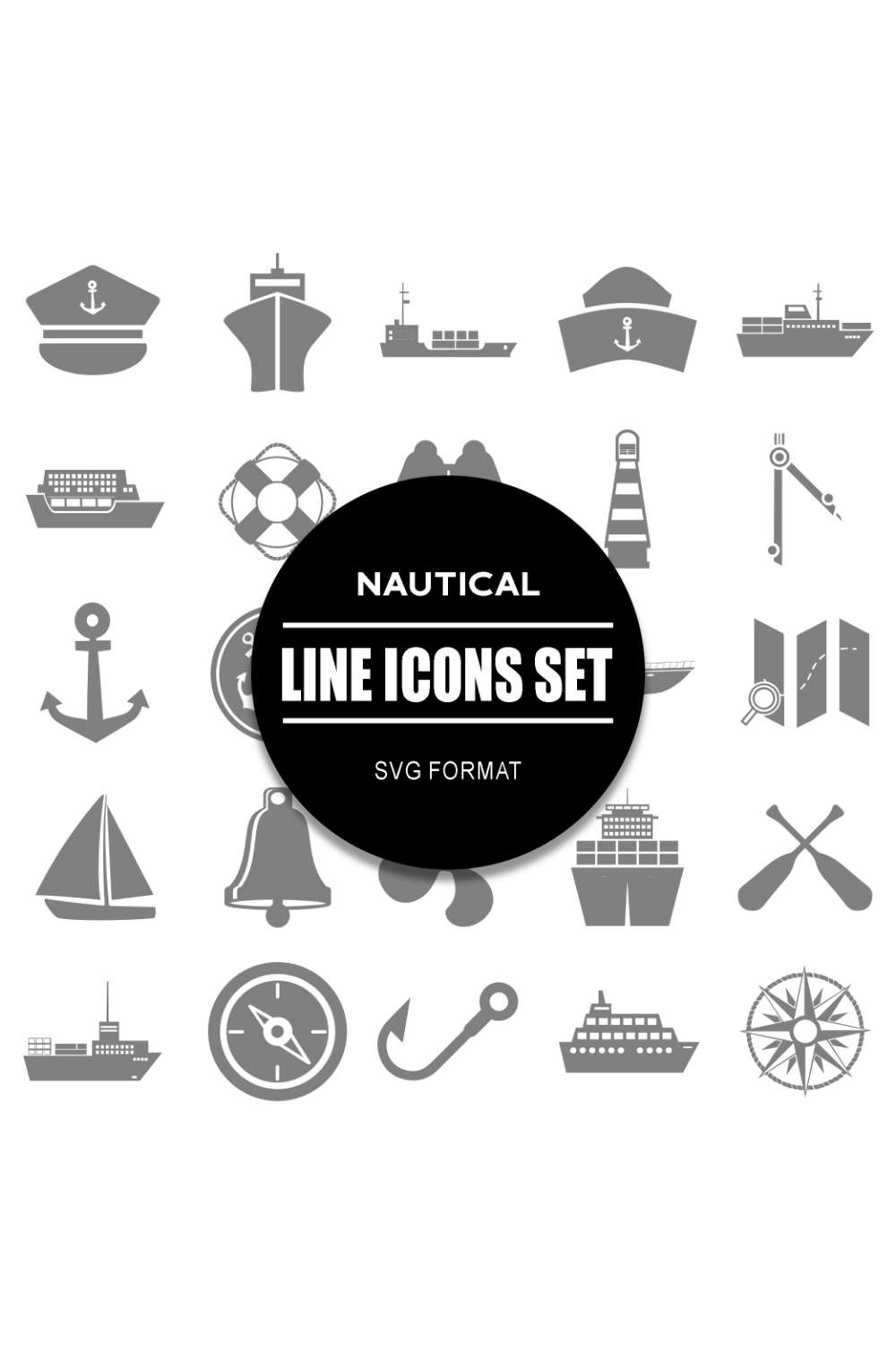 Nautical Icon Set pinterest preview image.