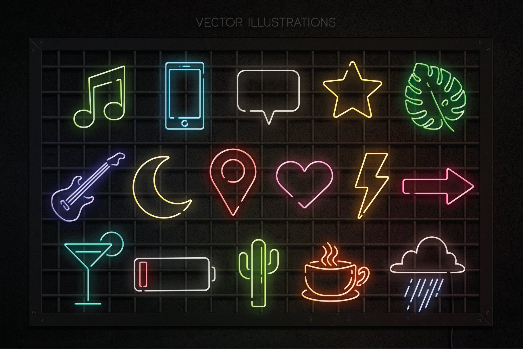 neon martini fonts effects vector illustration 164