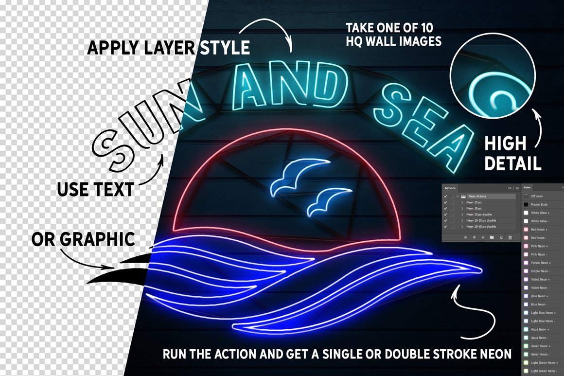 Neon Text Layer Styles FREE BRUSHESpreview image.