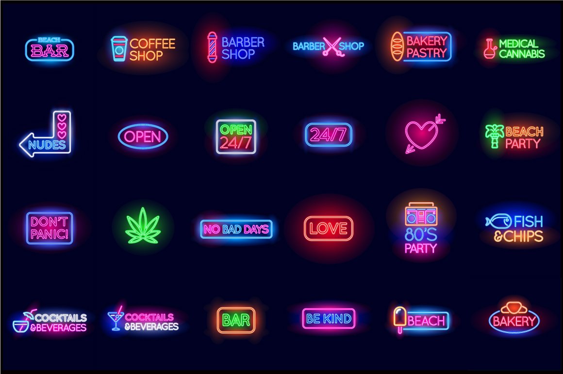 Awesome Street Neon Signs with Fonts preview image.