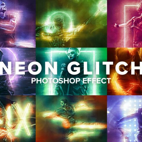 Neon Glitch Photoshop Effectcover image.
