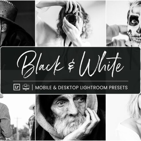 BLACK & WHITE LIGHTROOM PRESETScover image.
