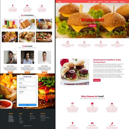 Restaurant - website design template cover image.